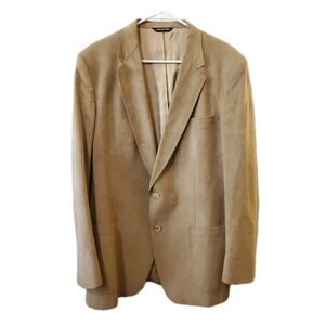 HALSTON HALSUEDE  Faux Suede Tan Blazer Vintage USA Western-core Sz 46 34L